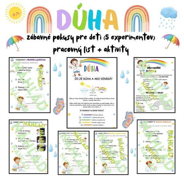 DÚHA – zábavné pokusy pre deti (5 experimentov) | pracovný list + aktivity 