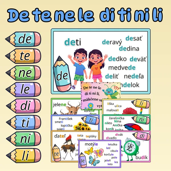 Mäkké slabiky - de, te, ne, le, di, ti, ni, li