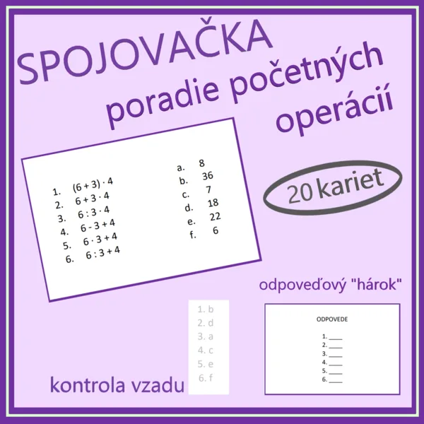 Poradie početných operácií - spojovačka