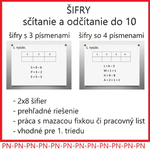 ŠIFRY/RÉBUSY sčitanie a odčitanie do 10
