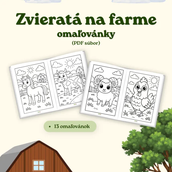 Zvieratá na farme - omaľovánky (PDF súbor) 