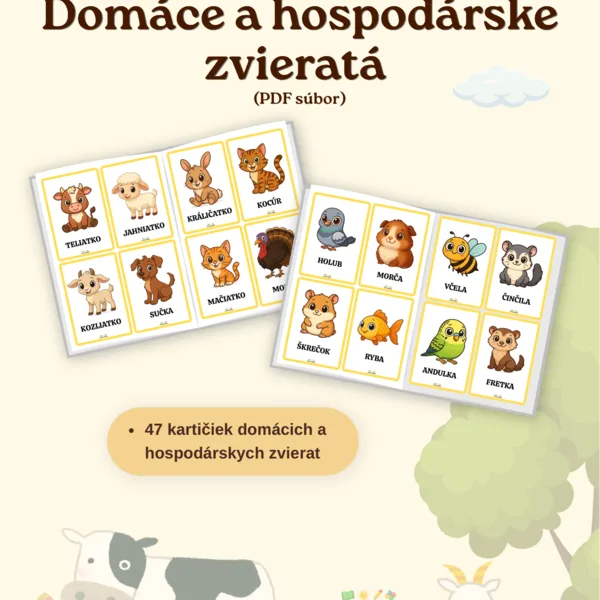 Domáce a hospodárske zvieratá - demonštračné kartičky (PDF súbor)