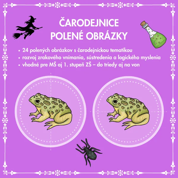Čarodejnice – polené obrázky (24 kruhových kartičiek)