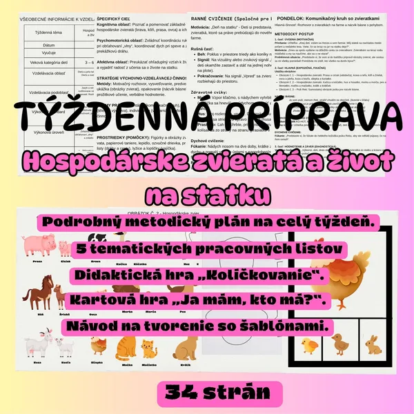 TÝŽDENNÁ PRÍPRAVA - Hospodárske zvieratá a život na statku