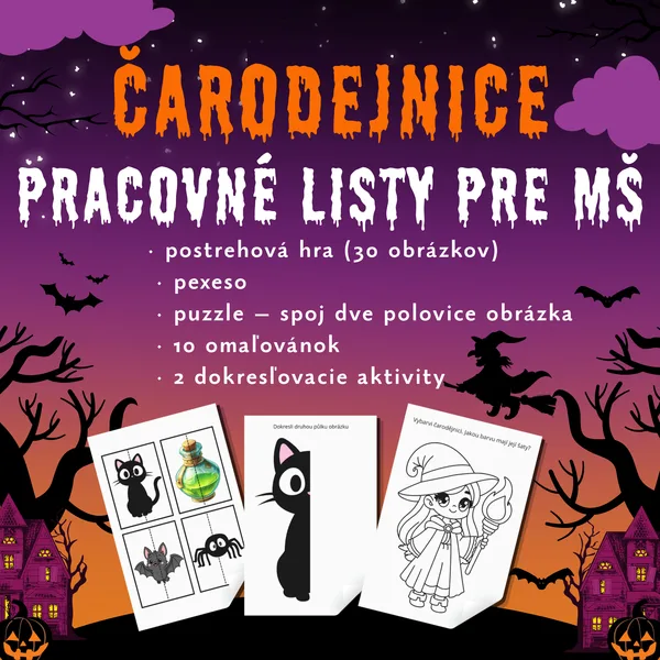 Čarodejnice – pracovné listy a aktivity pre MŠ