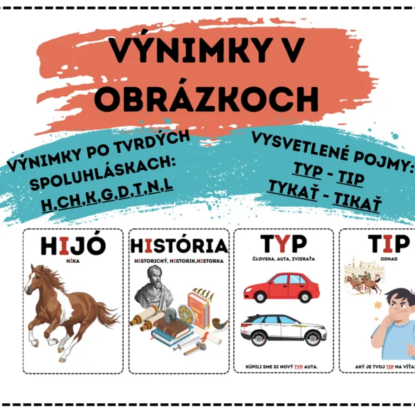 VÝNIMKY V OBRÁZKOCH (tvrdé spoluhlásky) 