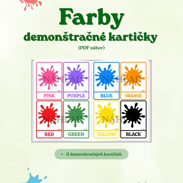 Farby - demonštračné kartičky v anglickom jazyku (PDF súbor)