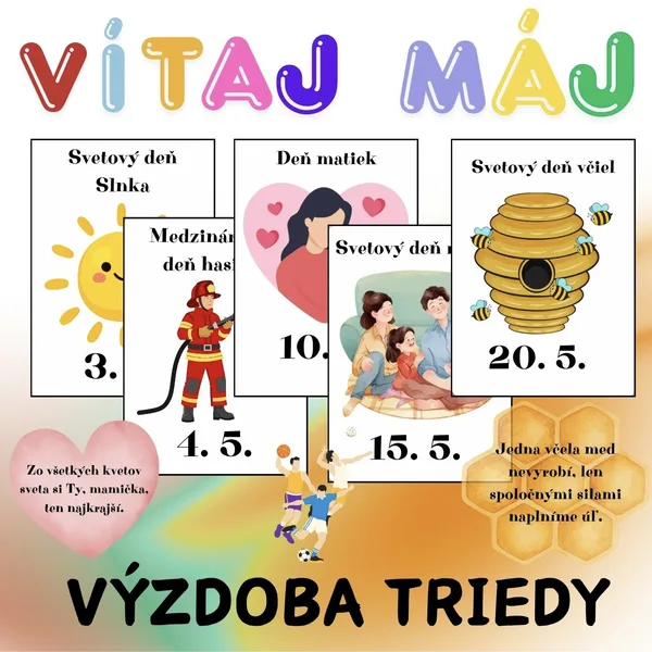Výzdoba - MÁJ - Deň Matiek, Deň Včiel, Deň rodiny, Deň Slnka