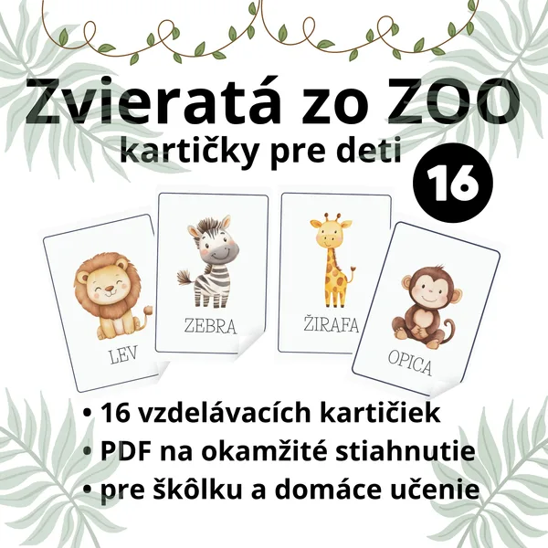 Zvieratá zo ZOO – kartičky pre deti (MŠ)