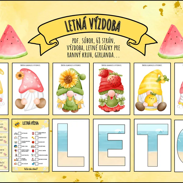 Letná výzdoba, otázky pre ranný kruh, girlanda...☀️
