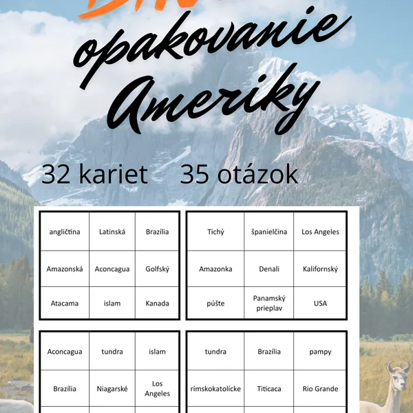 Bingo - opakovanie Ameriky