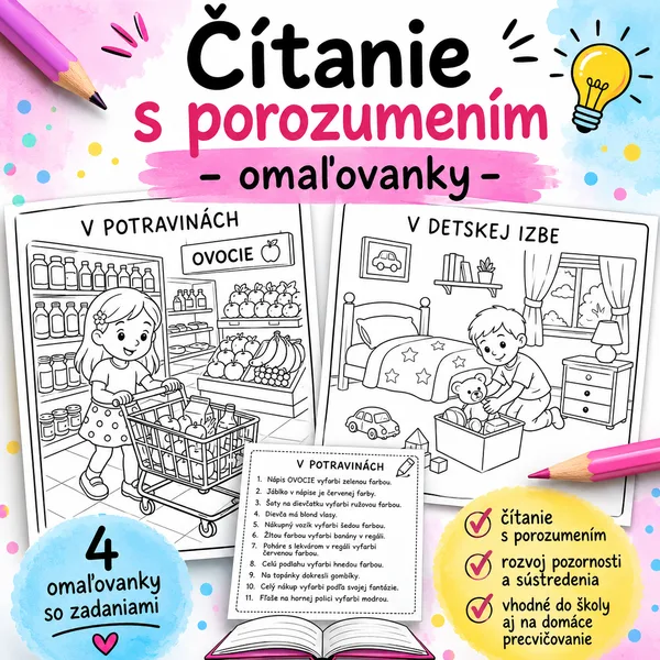 Omaľovanky - čítanie s porozumením 