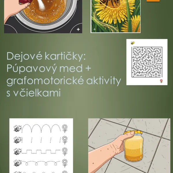 Dejové kartičky: Púpavový med + grafomotorické aktivity s včielkami