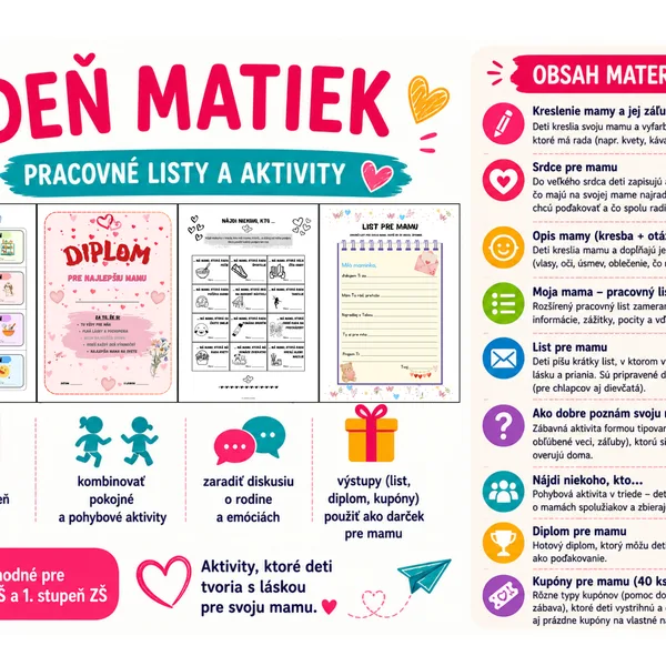 Deň matiek - pracovné listy a aktivity