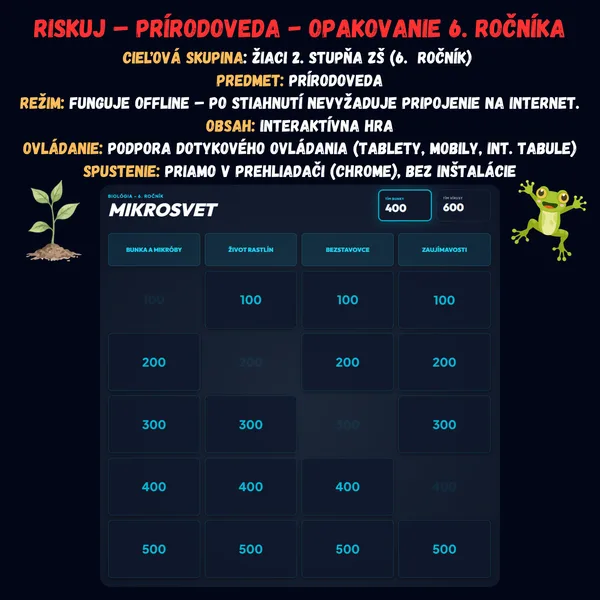 Riskuj! – Prírodopis – Opakovanie 6. ročníka