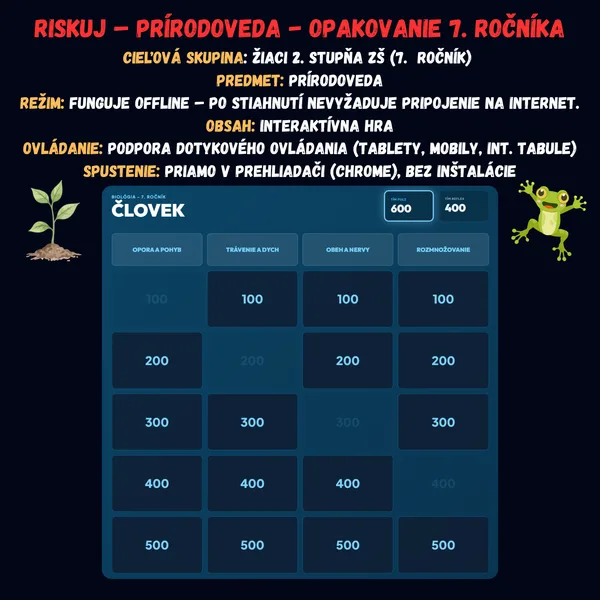 Riskuj! – Prírodopis – Opakovanie 7. ročníka