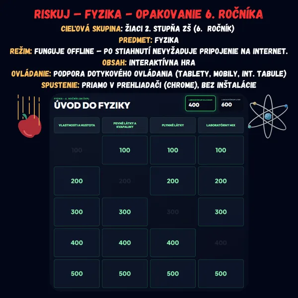 Riskuj – Fyzika – Opakovanie 6. ročníka