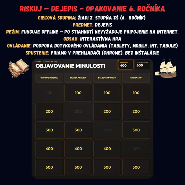 Riskuj! – Dejepis – Opakovanie 6. ročníka