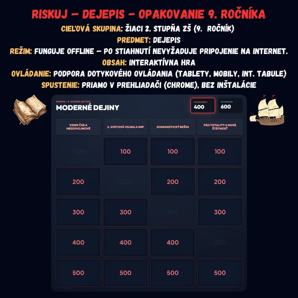 Riskuj! – Dejepis – Opakovanie 9. ročníka