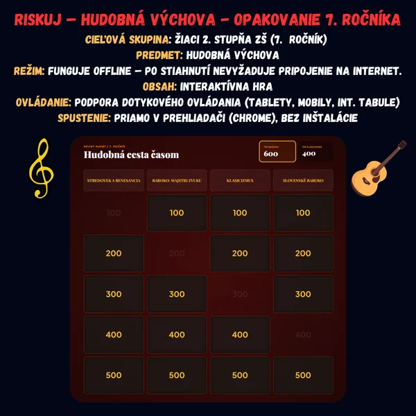Riskuj - Hudební výchova - Opakování 7. ročníku