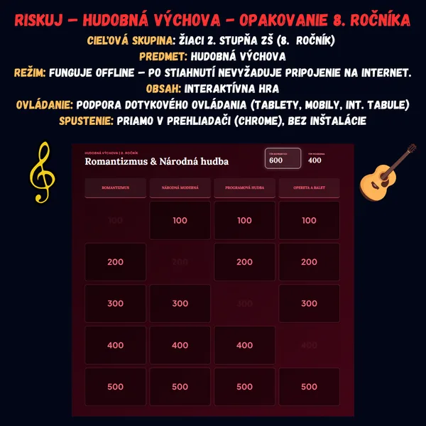 Riskuj - Hudební výchova - Opakování 8. ročníku