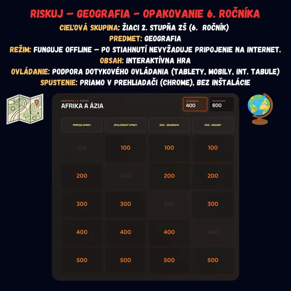 Riskuj! – Geografia – Opakovanie 6. ročníka