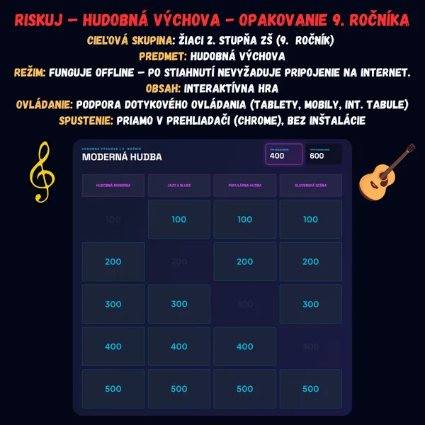 Riskuj - Hudební výchova - Opakování 9. ročníku