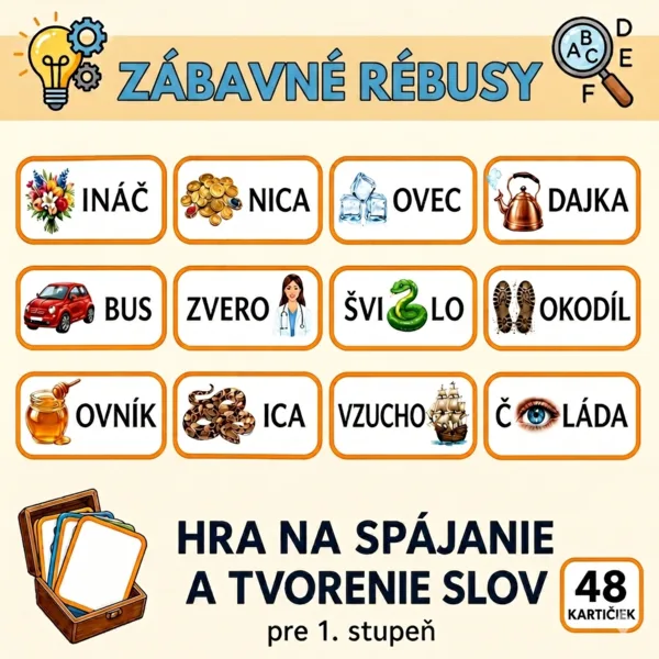 Zábavné rébusy - hra na spájanie a tvorenie slov 