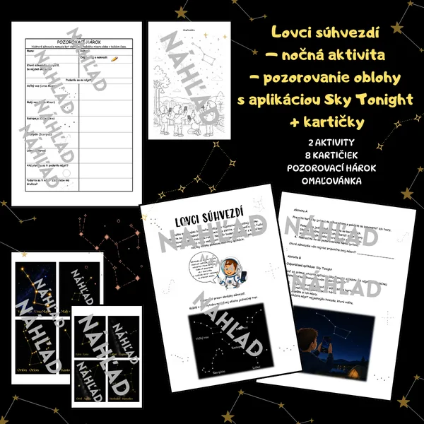 🌌 Lovci súhvezdí – nočná aktivita - pozorovanie oblohy s aplikáciou + kartičky