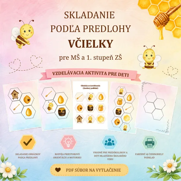 Skladanie podľa predlohy - Včielky (pre MŠ a 1. stupeň ZŠ)