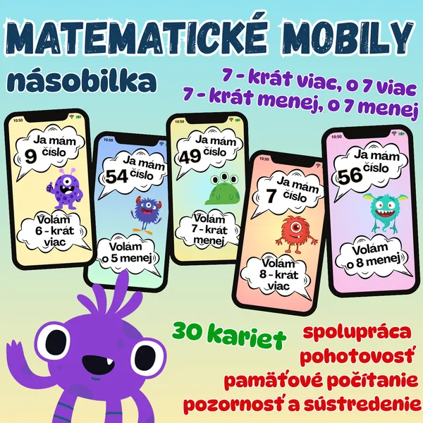 Matematické mobily - násobenie, sčítanie, odčítanie