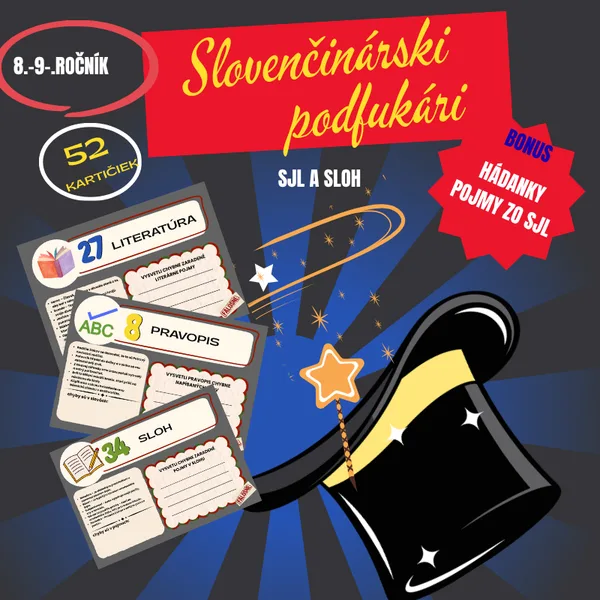 Slovenčinárski podfukári 8.-9.ročník/opakovanie gramatiky, ranné kruhy, začiatok/koniec hodiny, hľadaj chyby, detektívka