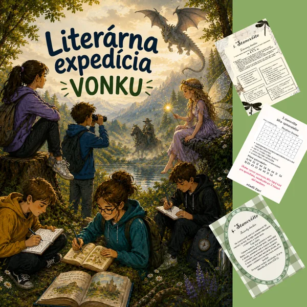 Literárna expedícia- literatúra vonku/ diferencované úlohy, aktivita vonku, opakovanie, hravé učenie