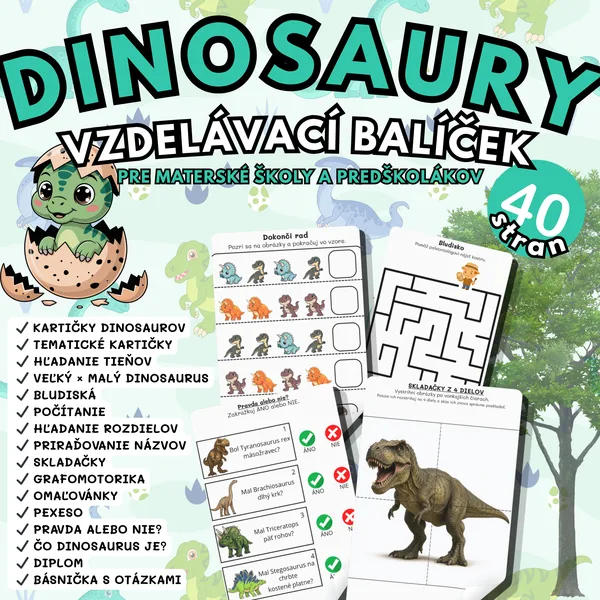 Dinosaury – vzdelávací balíček pre MŠ a predškolákov