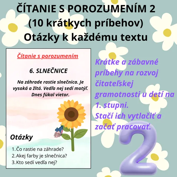 Čítanie s porozumením 2 / pre 1. – 2. ročník | 10 krátkych príbehov + otázky