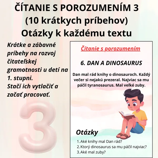 Čítanie s porozumením 3 / pre 1. – 2. ročník | 10 krátkych príbehov + otázky