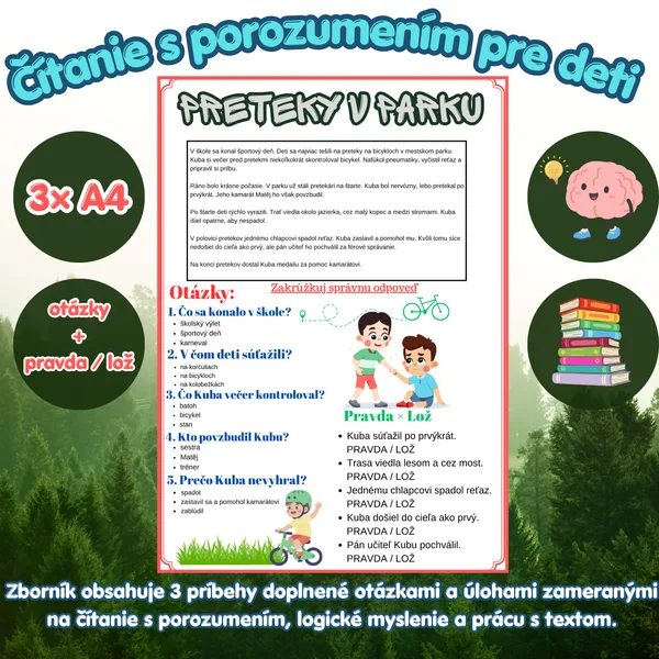 Čítanie s porozumením pre deti | 3× A4