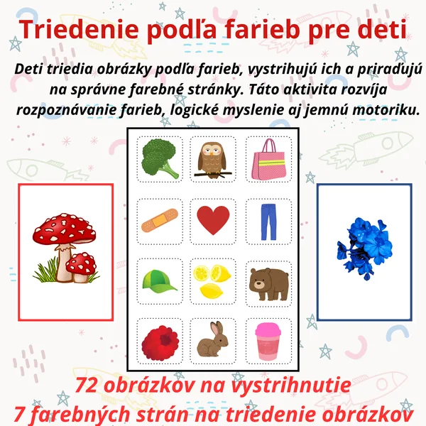 🌈 Barevné třídění pro děti | 72 obrázků |