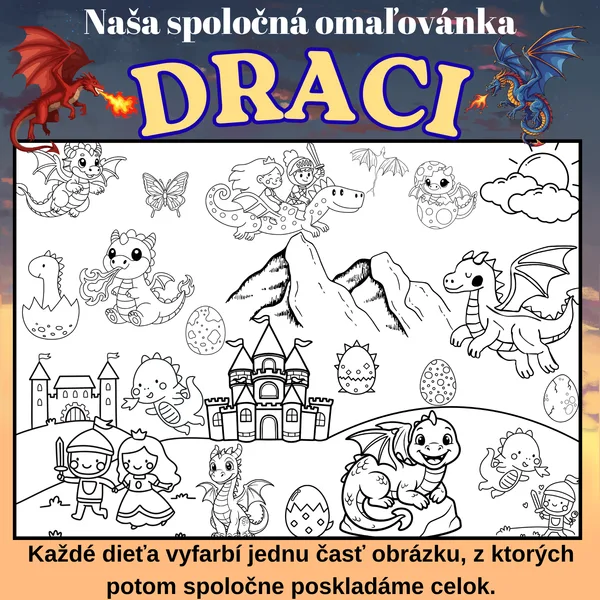 Mega omaľovánka – Draci, 2, 8 a 18 častí 🐉