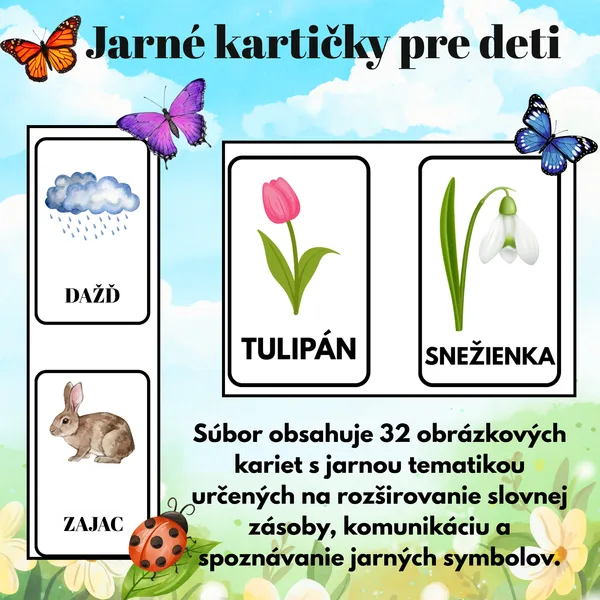Jarné kartičky pre deti | 32 obrázkových kartičiek