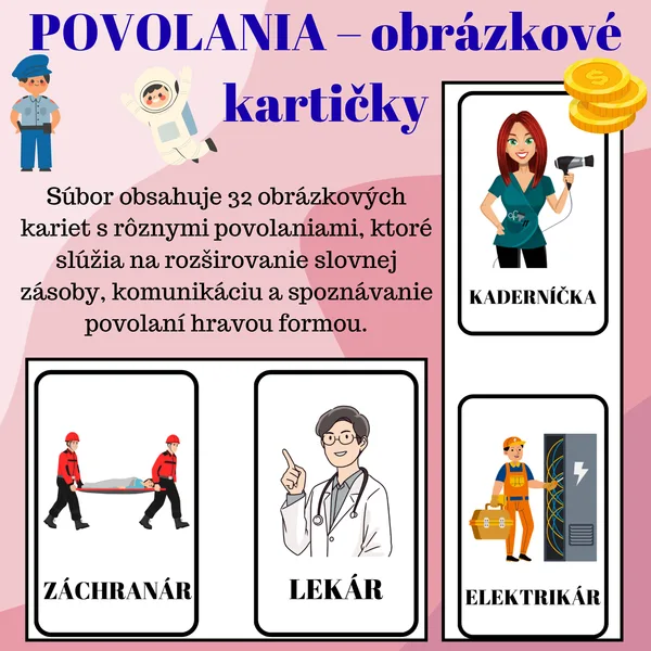 Obrázkové kartičky – Povolania | 32 kartičiek pre deti