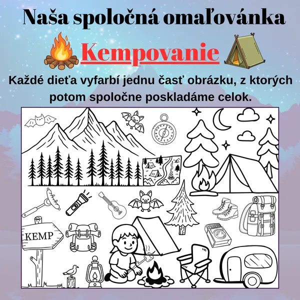Mega omaľovánky – Kempovanie | 2, 8 a 18 častí
