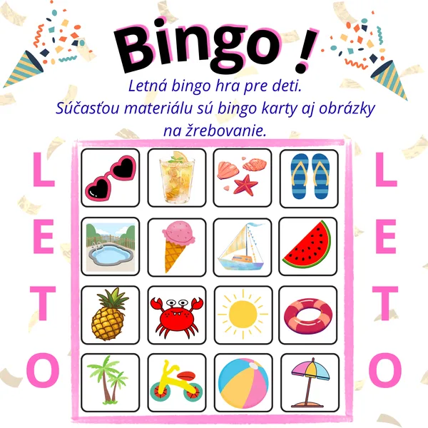 Letné bingo pre deti | 20 bingo kariet