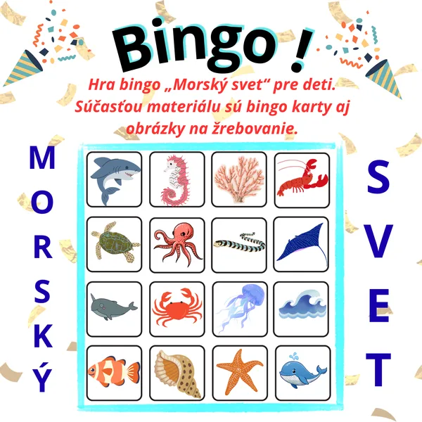 Morské bingo pre deti | 20 bingo kariet