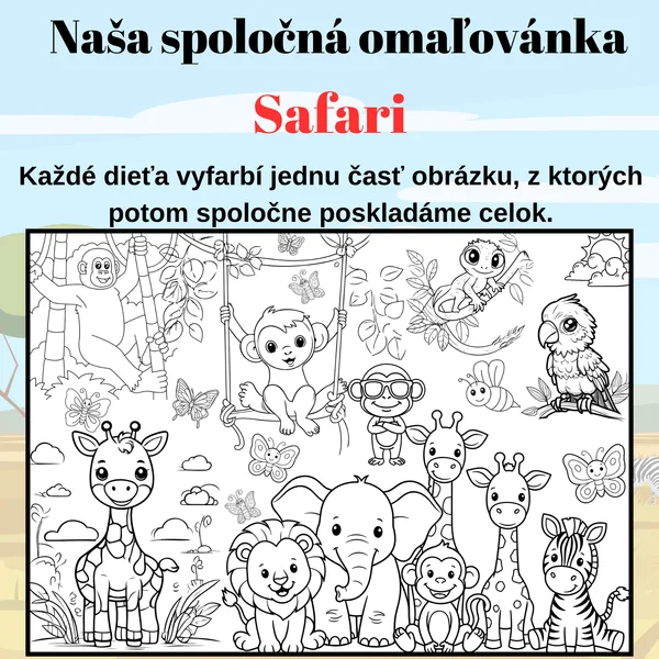 Mega omaľovánky – Safari | 2, 8 a 18 častí