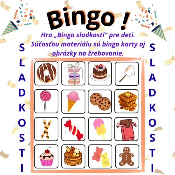 Bingo sladkosti pre deti | 20 bingo kariet