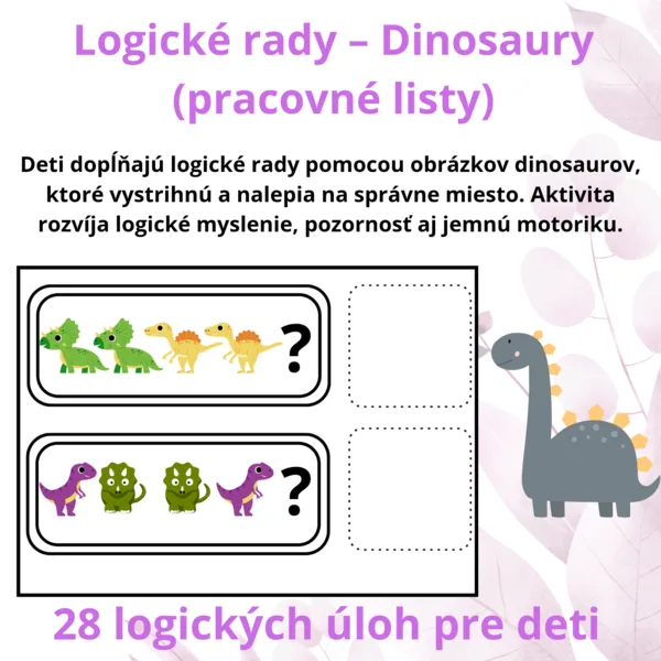 Logické rady – Dinosaury | vystrihni a nalep