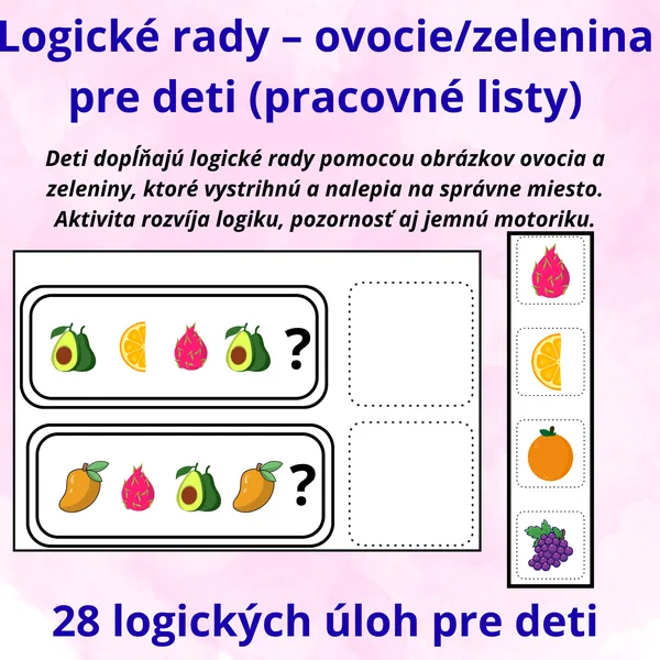 Logické rady – ovocie a zelenina | vystrihni a nalep