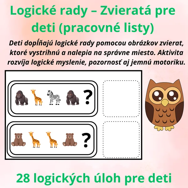 Logické rady – Zvieratá | vystrihni a nalep
