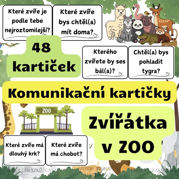 Zvieratká v ZOO - Komunikačné kartičky